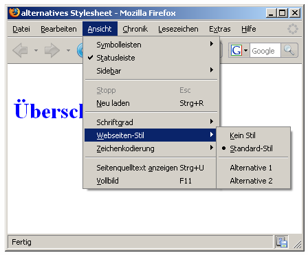 Menü Firefox
